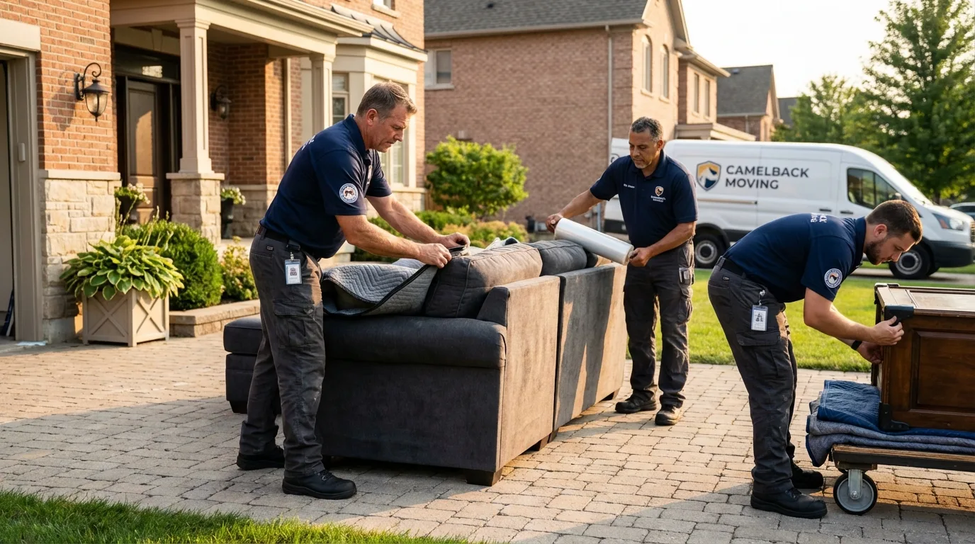 Large estate moving crew wrapping furniture in Mendon, UT