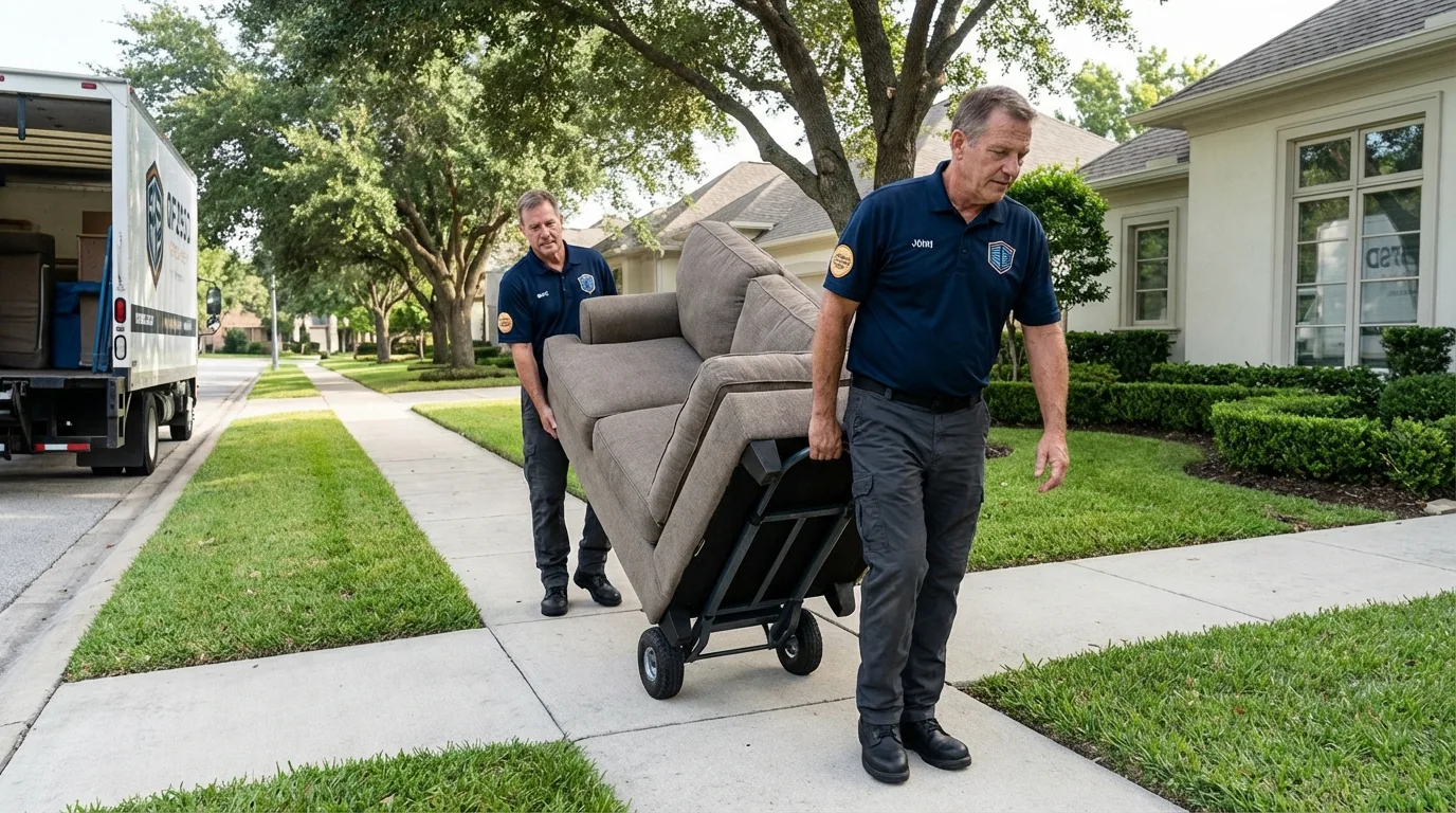 Local residential moving crew loading furniture in Mendon, UT