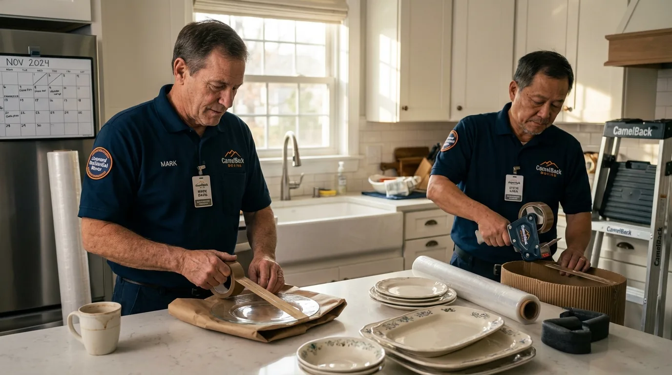 Professional crew packing kitchen dishware in Mendon, UT